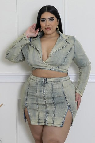 Double Slit Denim Charm Dress